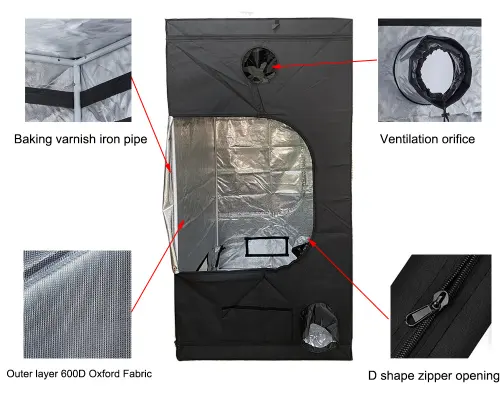 Factory Outlet Supply Hydroponic Indoor 150x150x200cm (5*5*6.5 ft) Grow Tent Complete Kit Indoor Grow Tent with Lights