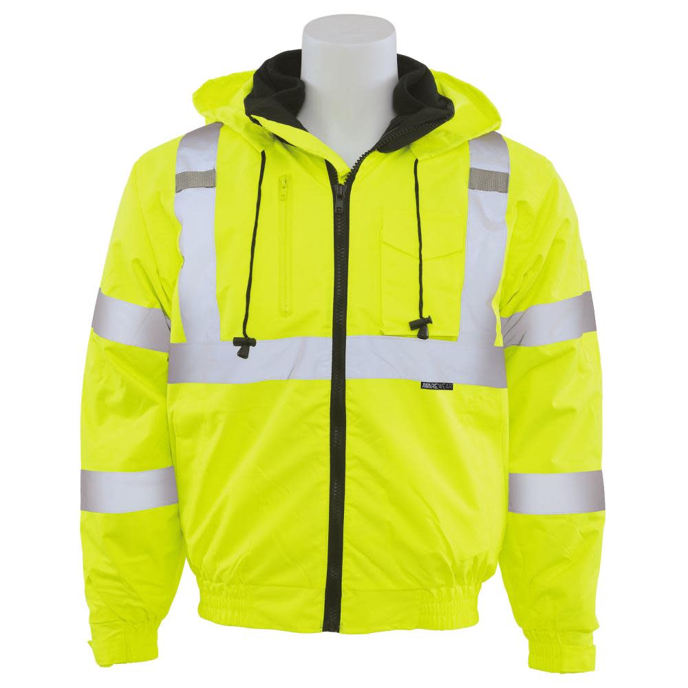 ERB W510 Class 3 Bomber Jacket Hi Viz Lime Black Bottom 4X