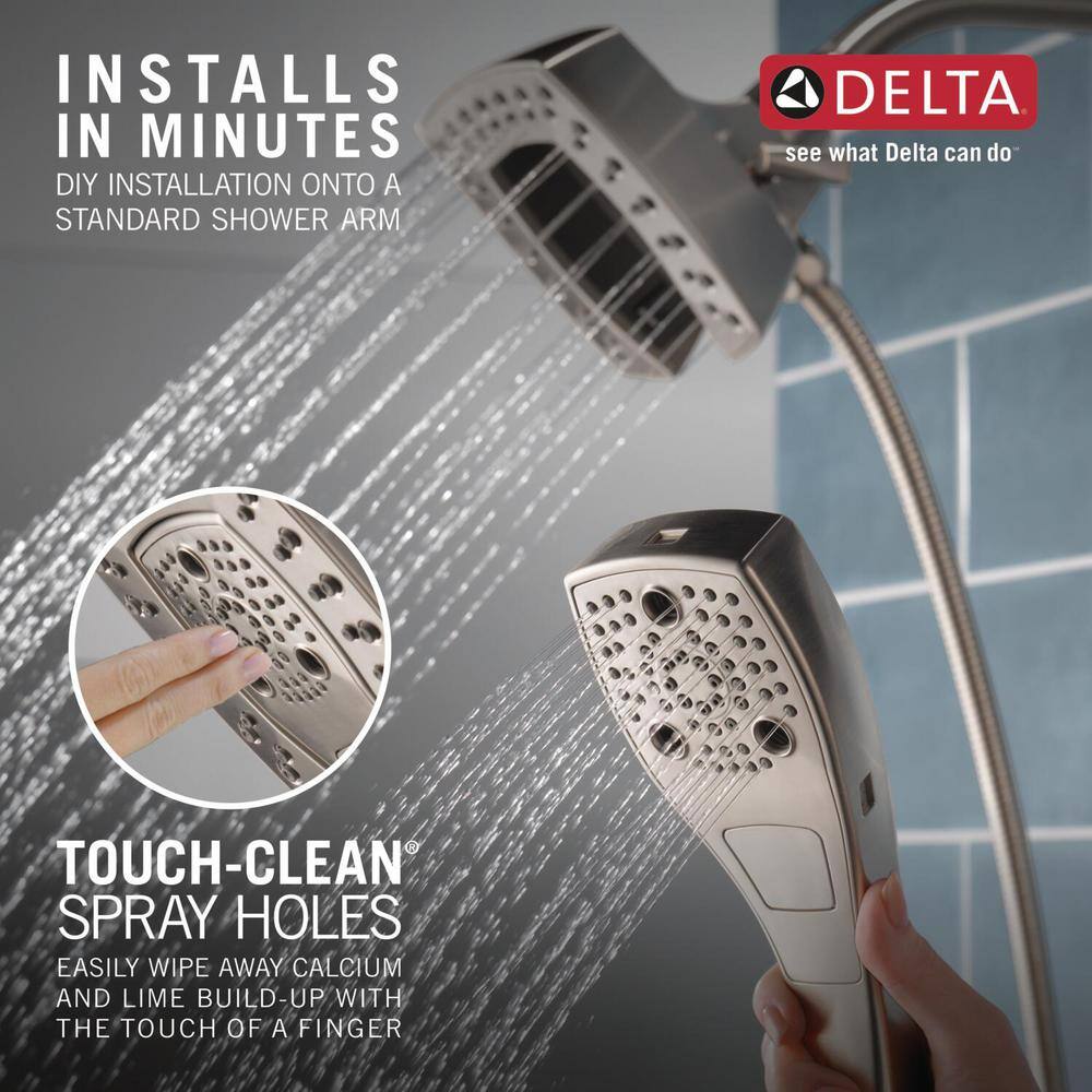 Delta In2ition 5-Spray Patterns 1.75 GPM 5.75 in. Wall Mount Dual Shower Heads in Lumicoat Stainless 58474-SS-PR