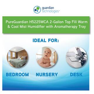 Pure Guardian 2 Gal. Top Fill Ultrasonic Warm and Cool Mist Humidifier with Aroma Tray H5225WCA