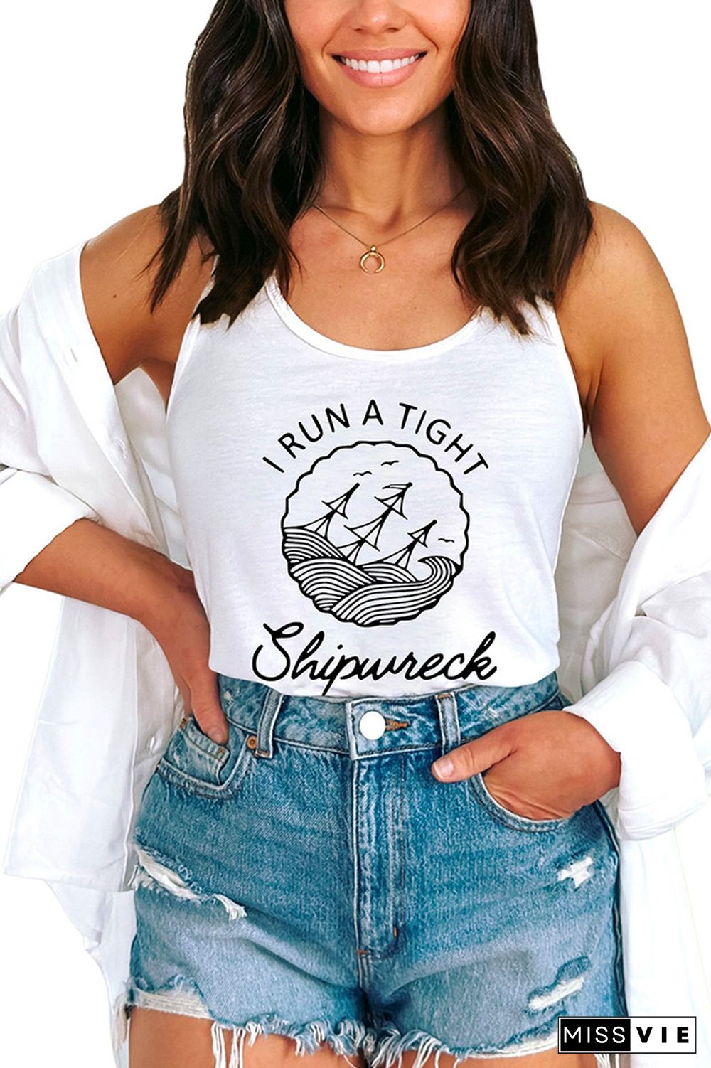 I Run A Tight Shipwreck Graphic Tank Top