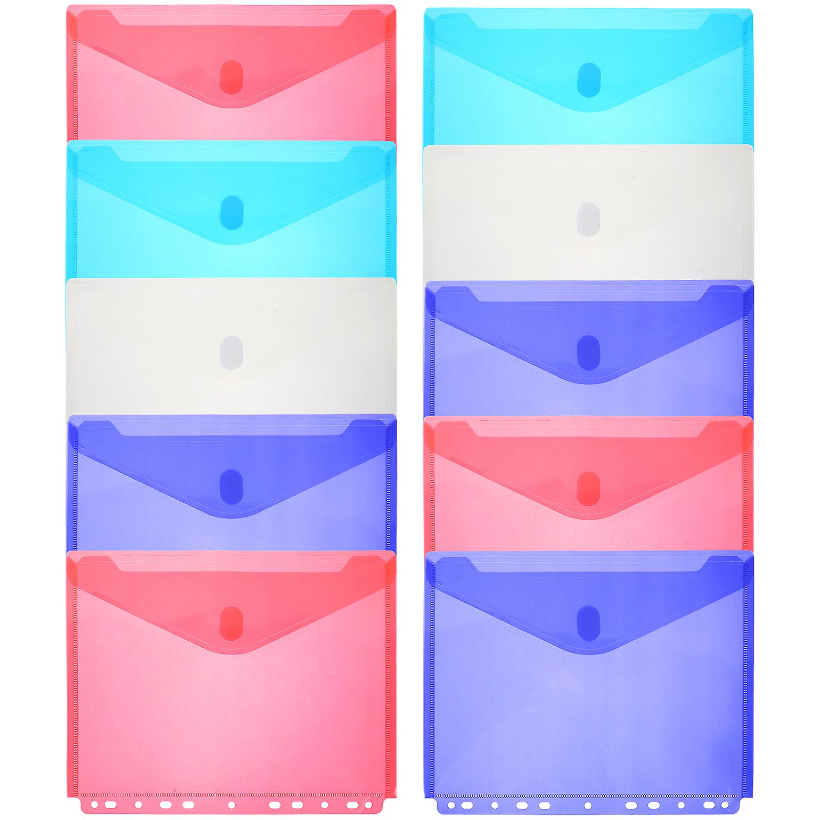 10pcs File Storage Bags Documents Envelopes File Pockets Colorful File Folders File Organizers