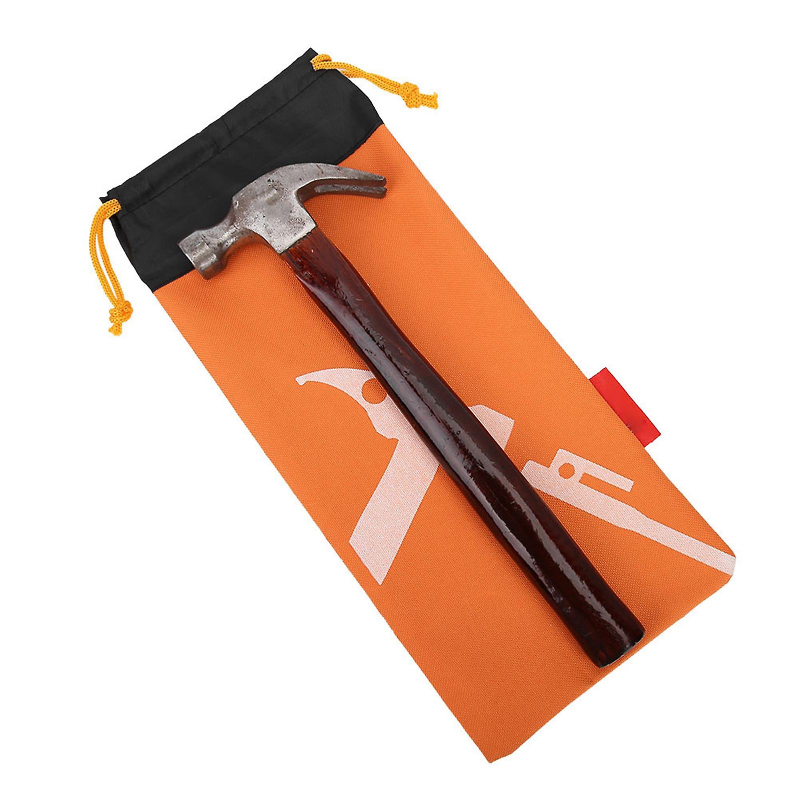 Tent Camping Tent Peg Hammer Nail Pouch Black Peg Nails Stake Storage Bag(orange)