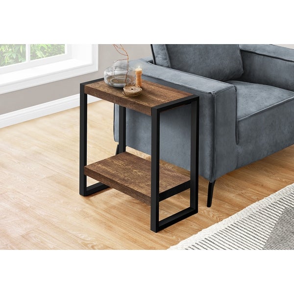 Modern Accent Table - Black Reclaimed Wood-Look / Black Metal - 23.75