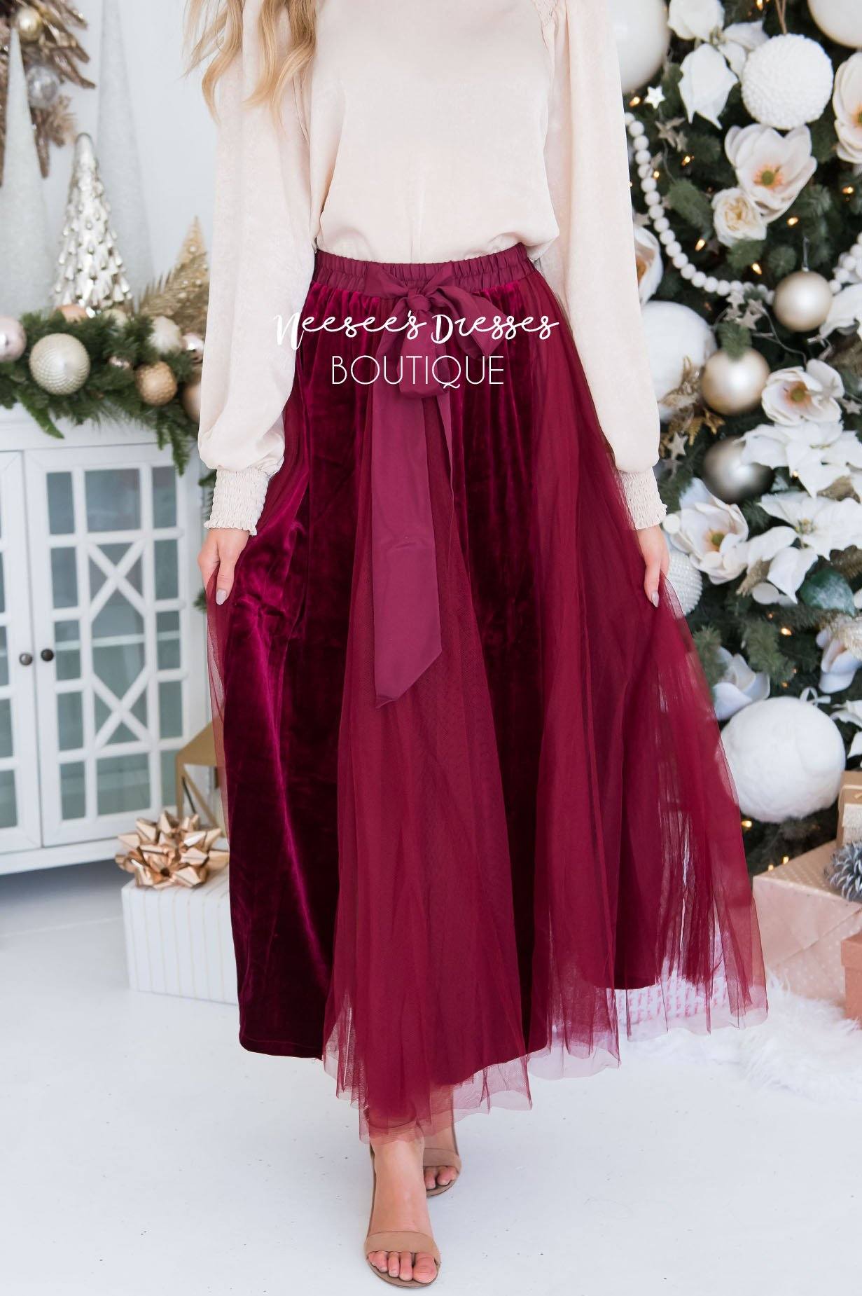 Lovely Velvet Tulle Maxi Skirt