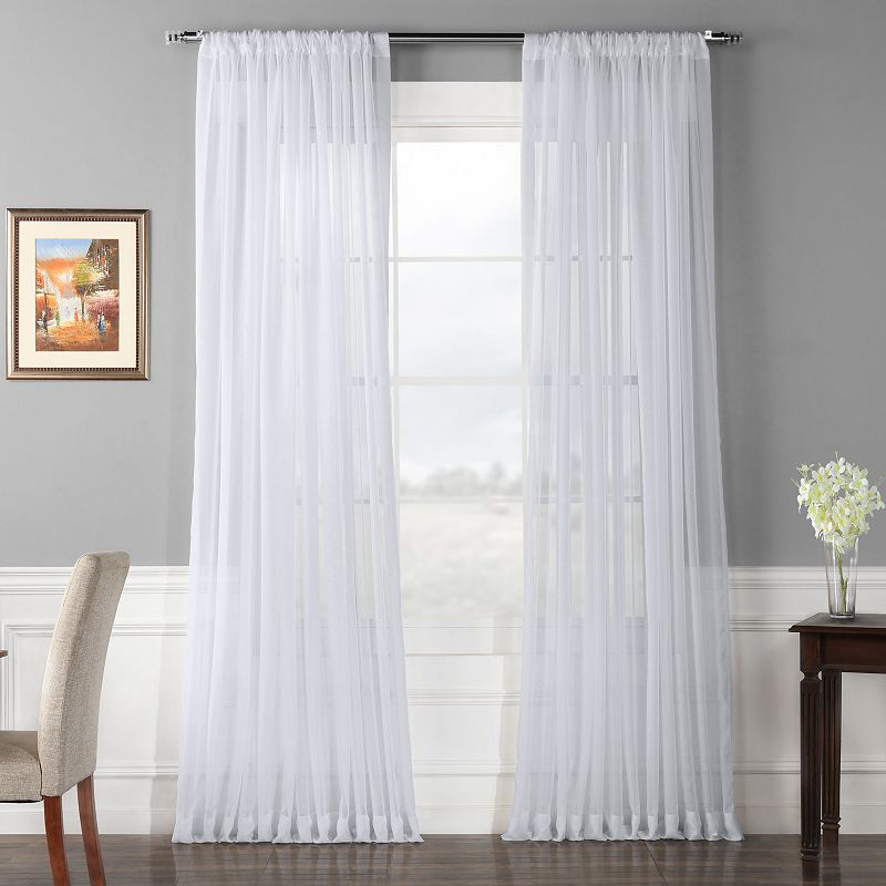 EFF 1-Panel Solid Sheer Voile Double-Wide Window Curtain