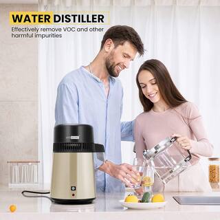 VIVOHOME 16-Cup Gold Brushed 304 Stainless Steel Water Distiller Machine with a Switch Purifier Filter X0030X7NEV