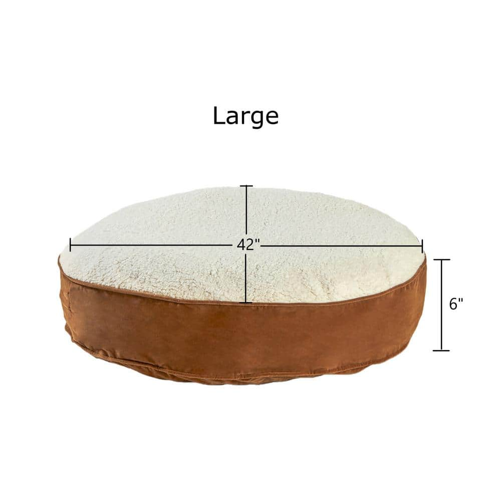 Happy Hounds Scout Deluxe Round Large Latte Sherpa Dog Bed DB250L-LATTE/BIRCH