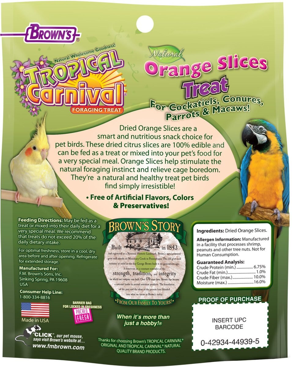 Brown's Tropical Carnival Natural Orange Slices Bird Treats