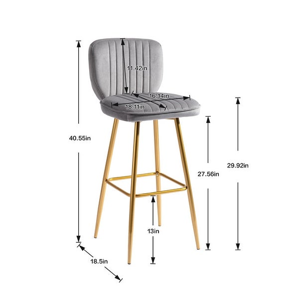 Set of 2 Counter Height Bar Stools with Back and Footrest