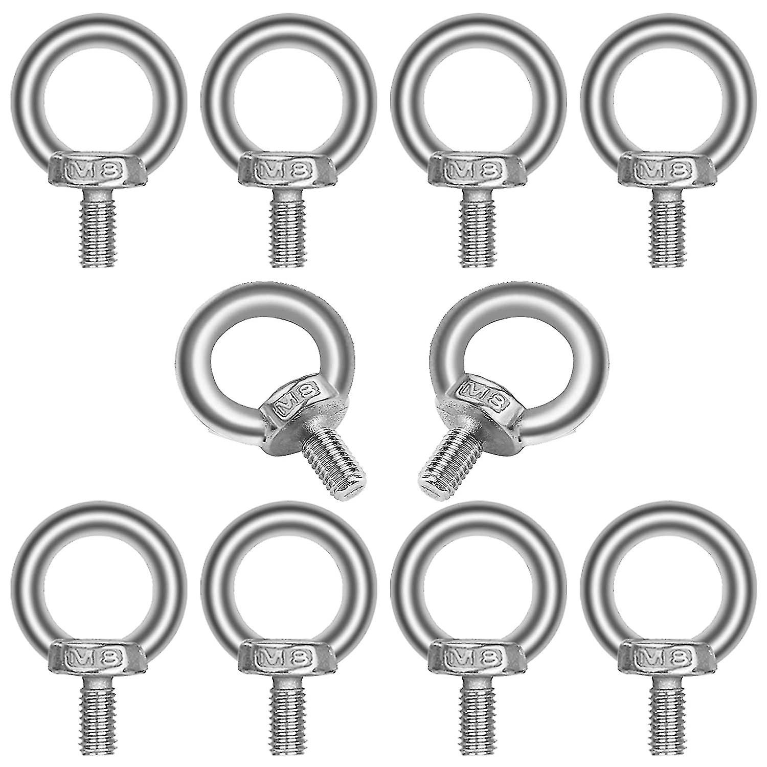 10 Pack M8*13 Eye Bolts 304 Stainless Steel Ring Marine Bolts And Various Engineering Lifting Equipment