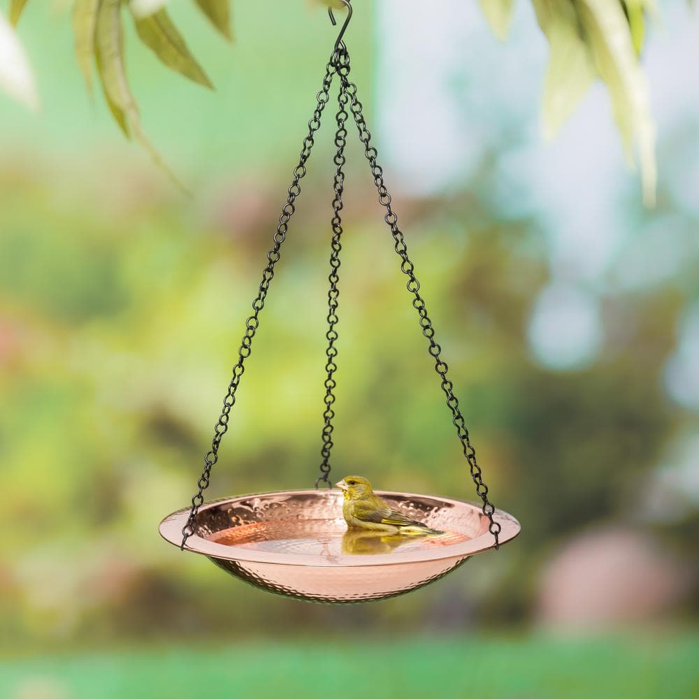 Evergreen Copper Plated Hammered Hanging Birdbath 2GB7033