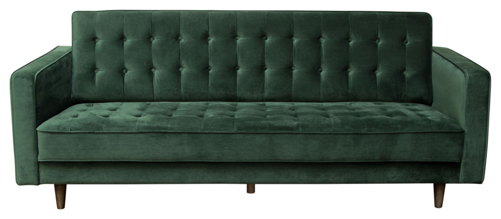 Juniper Tufted Sofa  Champagne Gray Velvet With/2 Bolster Pillows   Midcentury   Sofas   by Kolibri Decor  Houzz