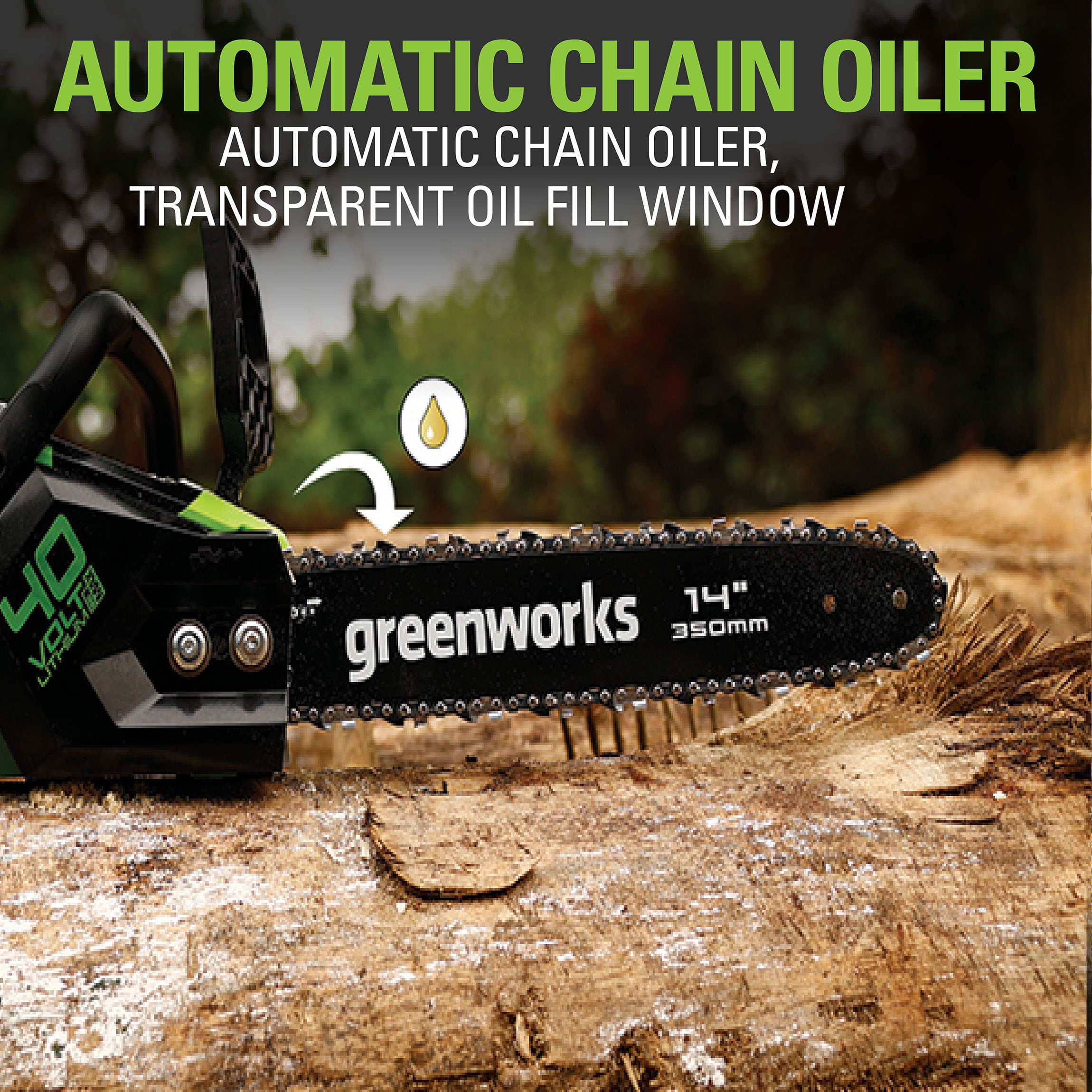 Greenworks 40V 14-inch Brushless Chainsaw With 2.5 Ah Battery and Charger， 2012802