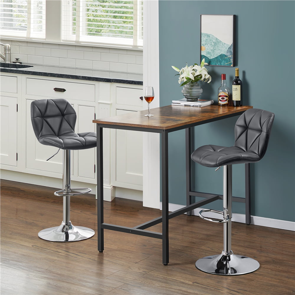 Alden Design Modern Adjustable Faux Leather Swivel Bar Stool Armless， 2pcs， Gray