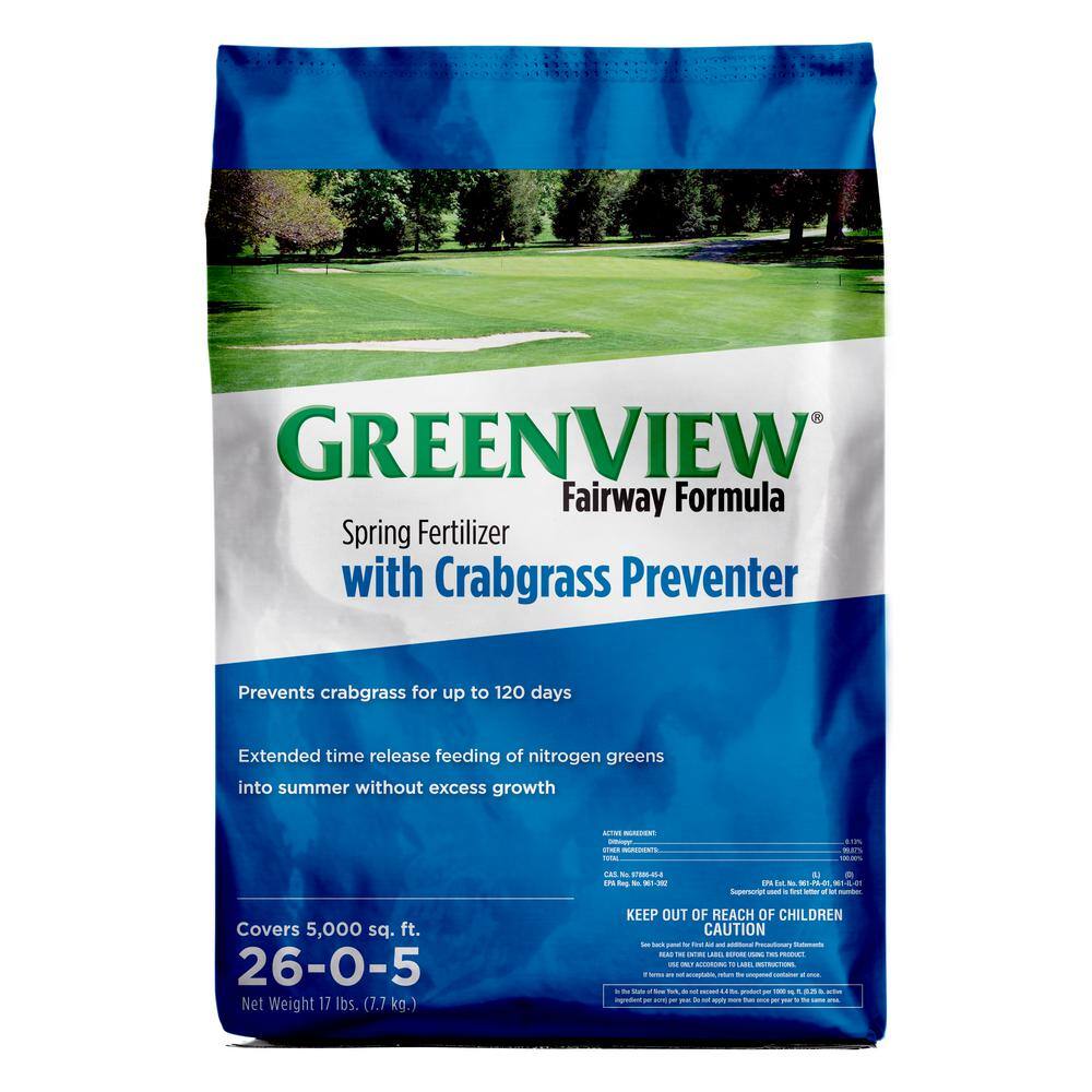 GreenView 17 lbs. Fairway Formula Spring Fertilizer and Crabgrass Preventer Covers 5000 sq. ft. (26-0-5) 2129823