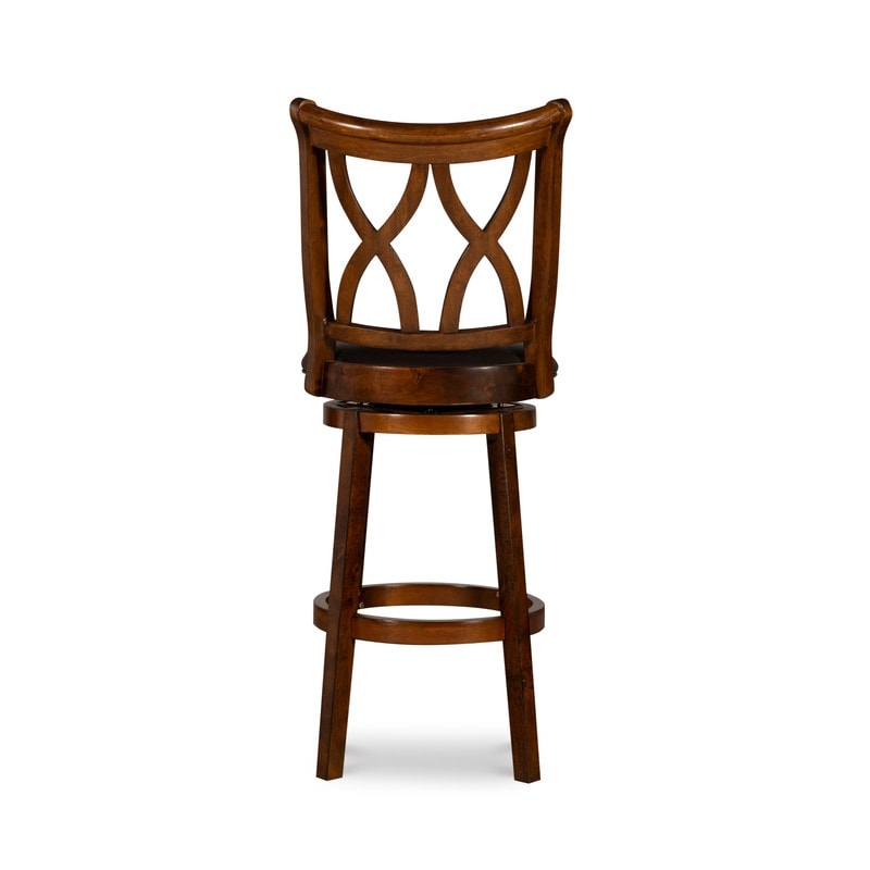 Carmen Big   Tall Rustic Oak Swivel Barstool with Faux Leather Seat