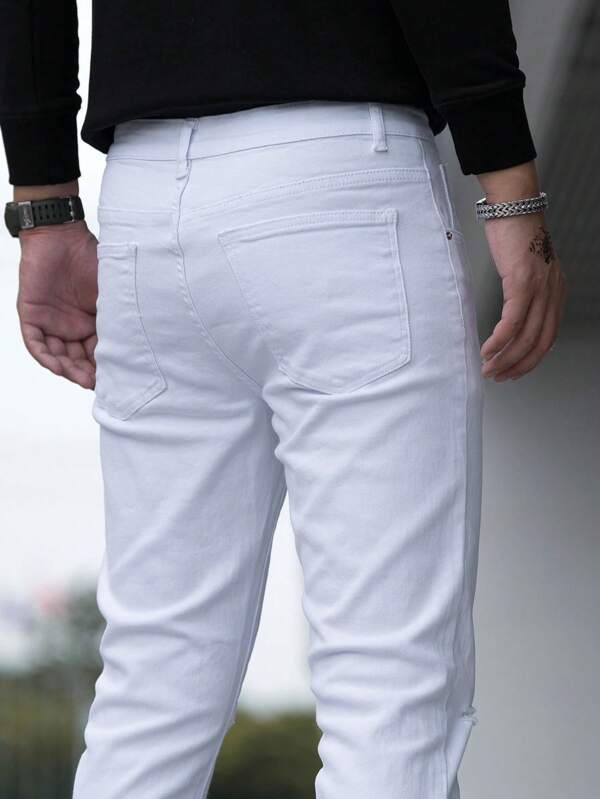 Men Ripped Frayed Skinny Jeans