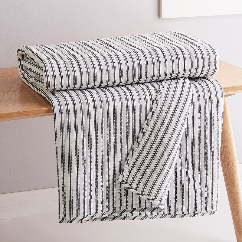 Levtex Home Tobago Stripe Charcoal Quilted Throw