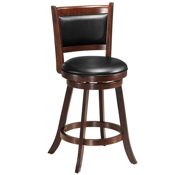 Costway Set of 2 24'' Swivel Counter Stool Wooden Dining Chair