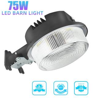 WYZM 500- Watt Equivalent Integrated LED Black Dusk to Dawn Area Light and Flood Light with 7800 Lumens Outdoor Light 5500K Yard-75W-A