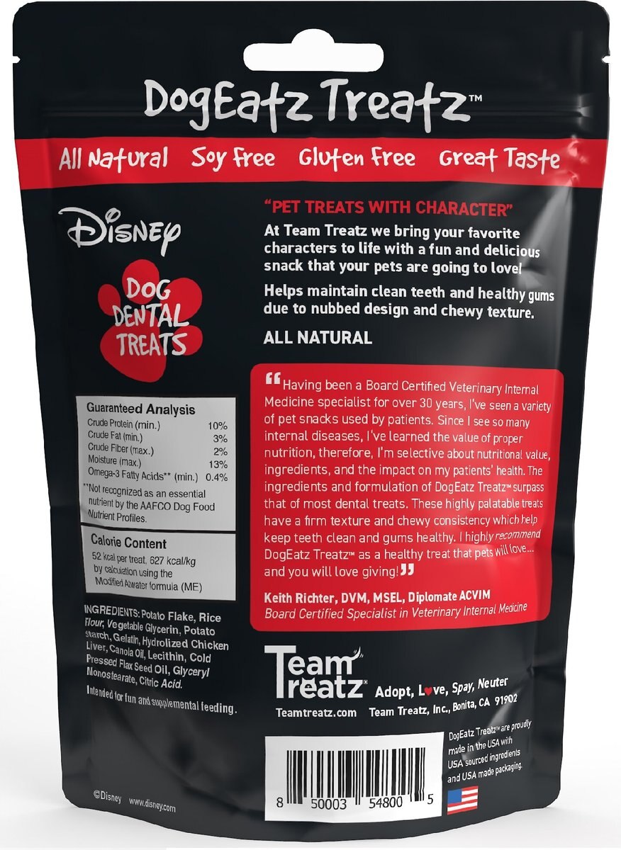 Team Treatz Disney DogEatz Mickey Rawhide-Free Dental Dog Treats