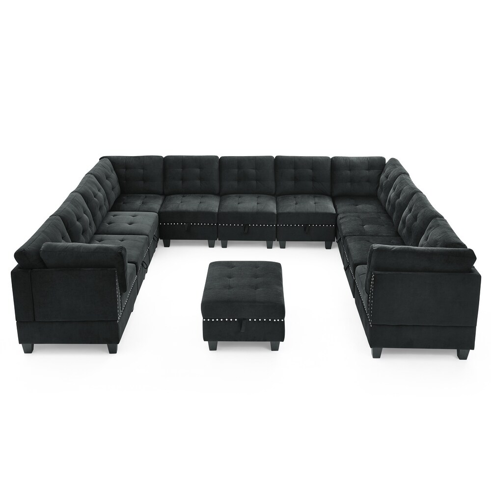 12 Piece U Shaped Modular Sectional Sofa with Bonus Storage