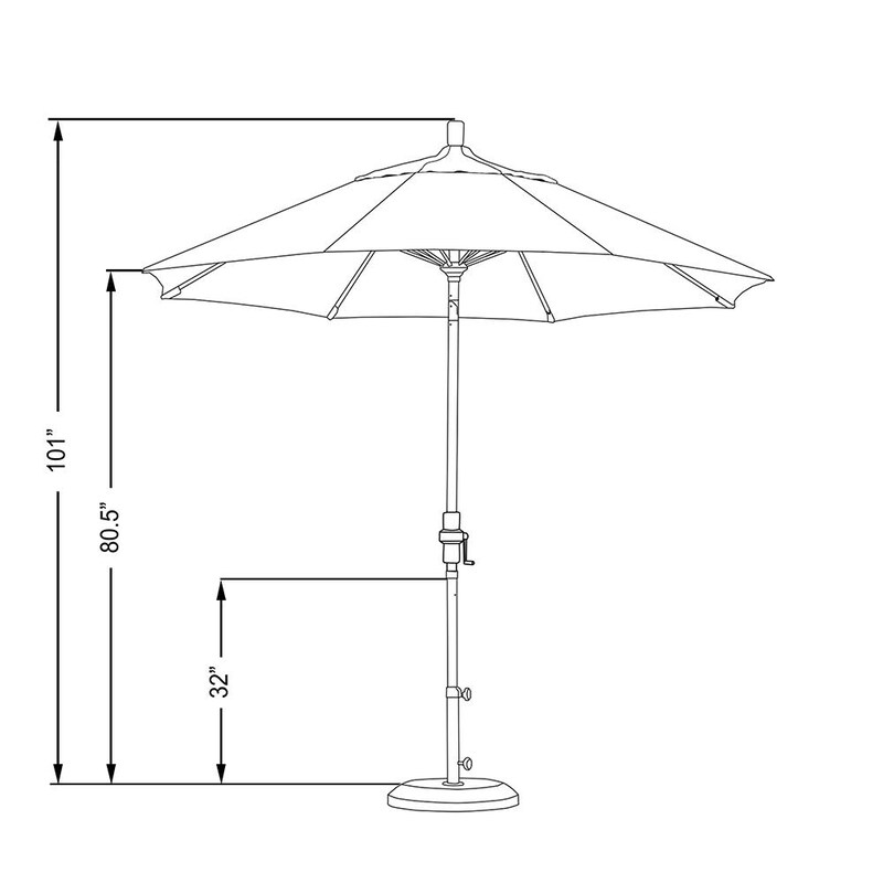 California Umbrella 9 Ft. Octagonal Aluminum Collar Tilt Patio Umbrella W/ Crank Lift and Fiberglass Ribs