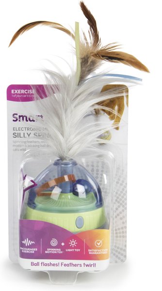 SmartyKat Silly Spinner Electronic Motion and Light Cat Toy， Blue， Large