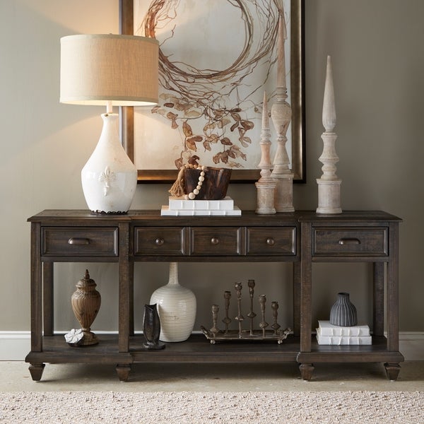 Burkhardt Traditional Rustic Peppercorn Entryway Sofa Table