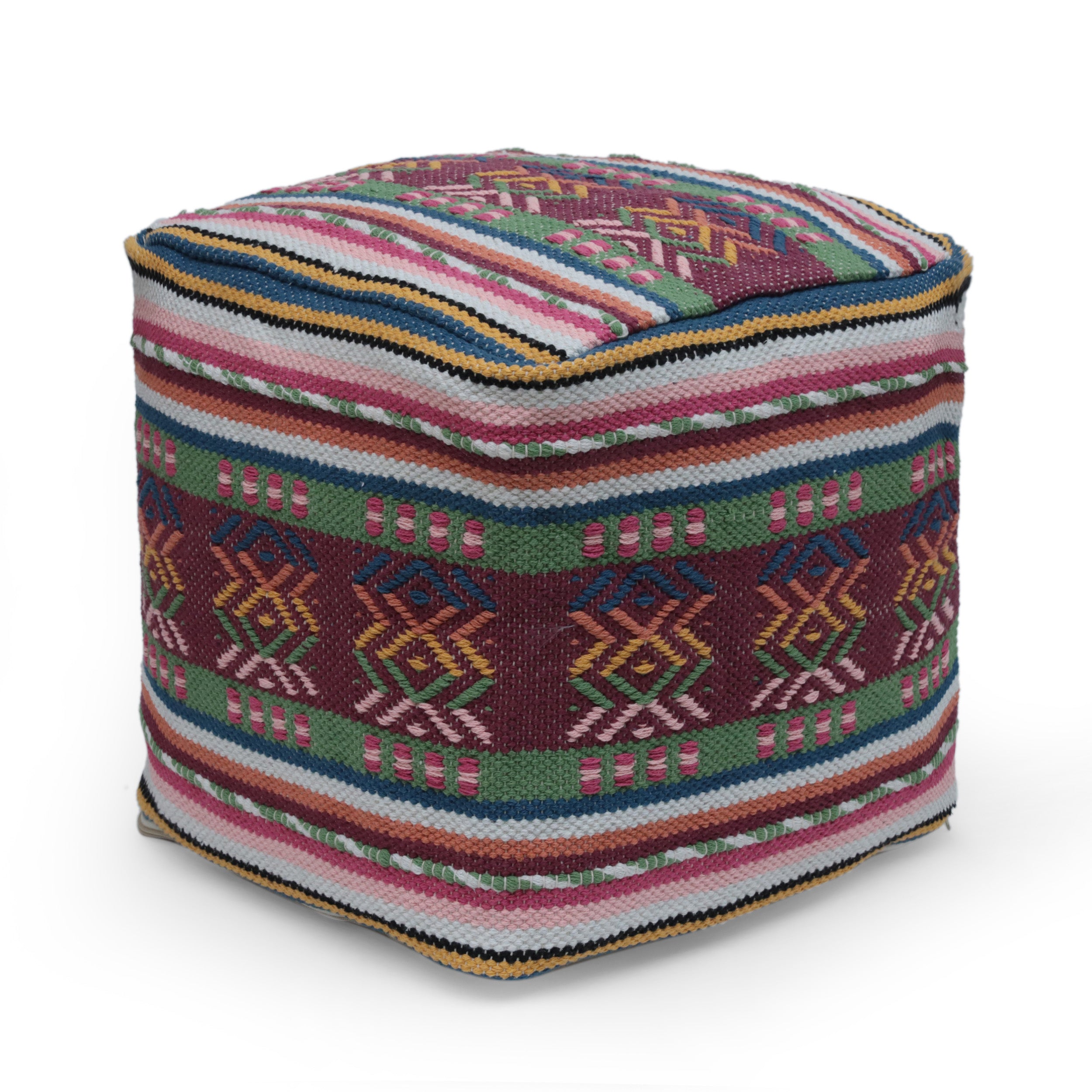 Hilliard Boho Handcrafted Peruvian Print Cube Pouf