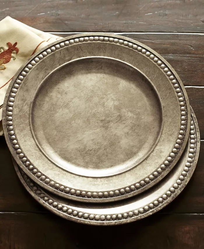 American Atelier Serveware Round Beaded Charger Plate 14