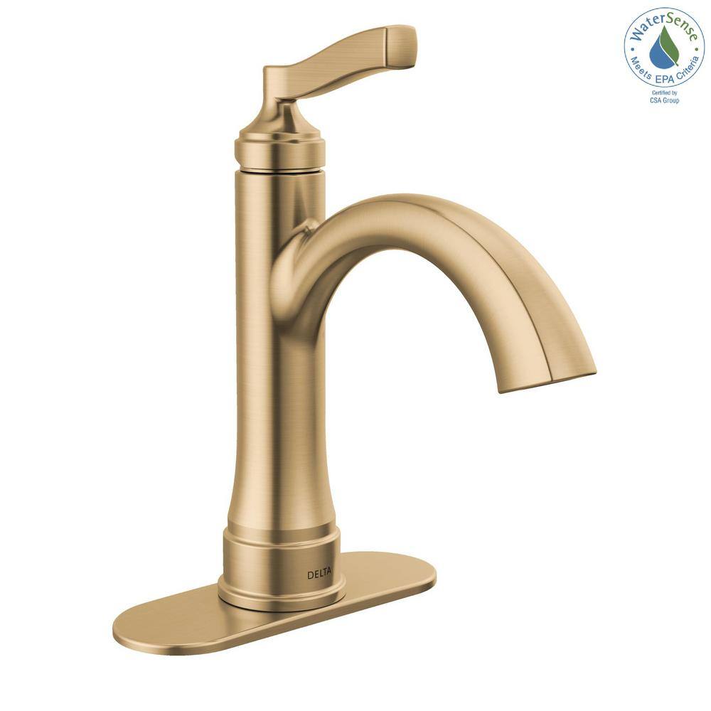 Delta Faryn Single Handle Single Hole Bathroom Faucet in Brushed Gold 15822LF-CZ