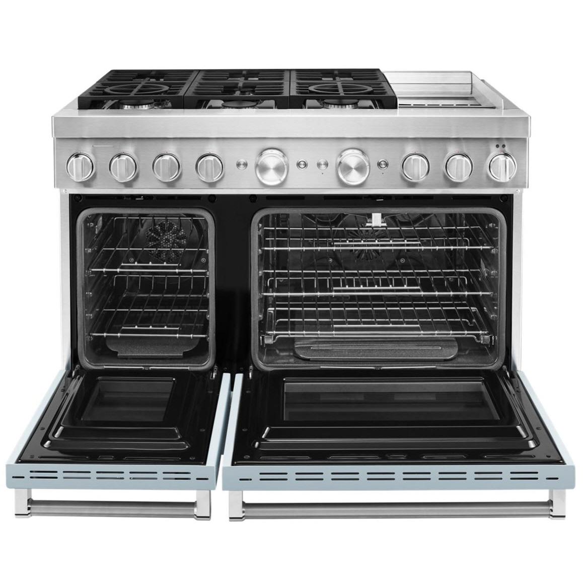 KitchenAid 48-inch Freestanding Dual Fuel Range with Even-Heat? True Convection KFDC558JMB