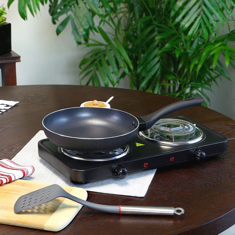 Oster Cocina Ashford 9.5 inch Aluminum Frying Pan in Black