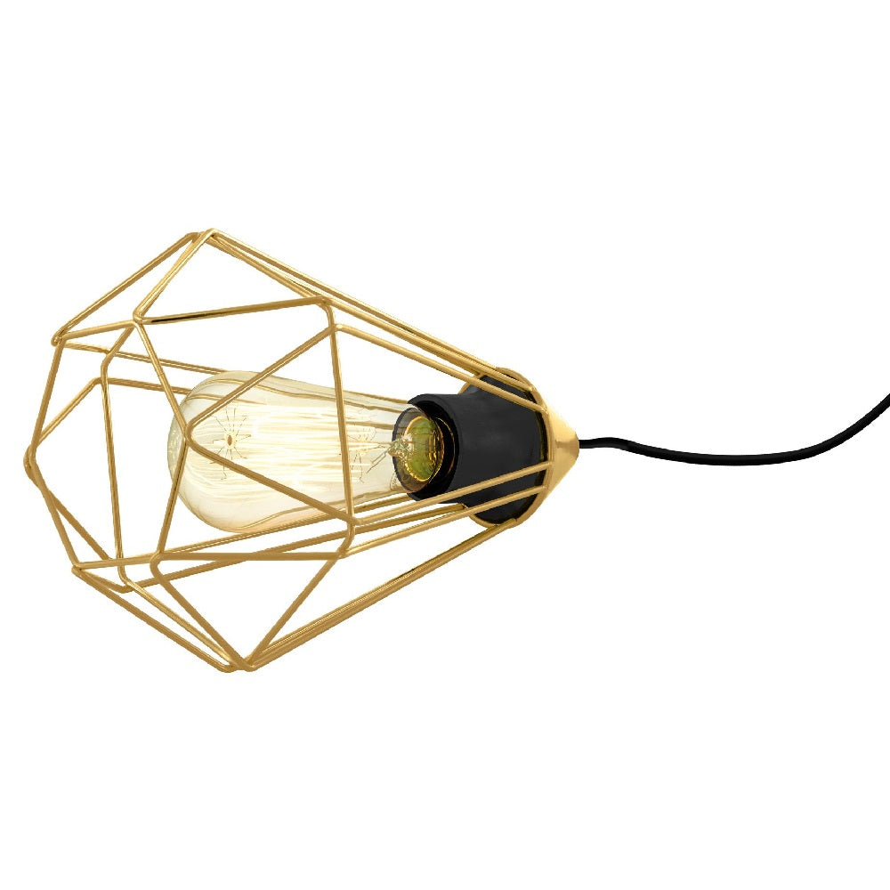 Eglo 43685 Tarbes Brushed Brass Wire Cage Shade Vintage Table Desk Lamp