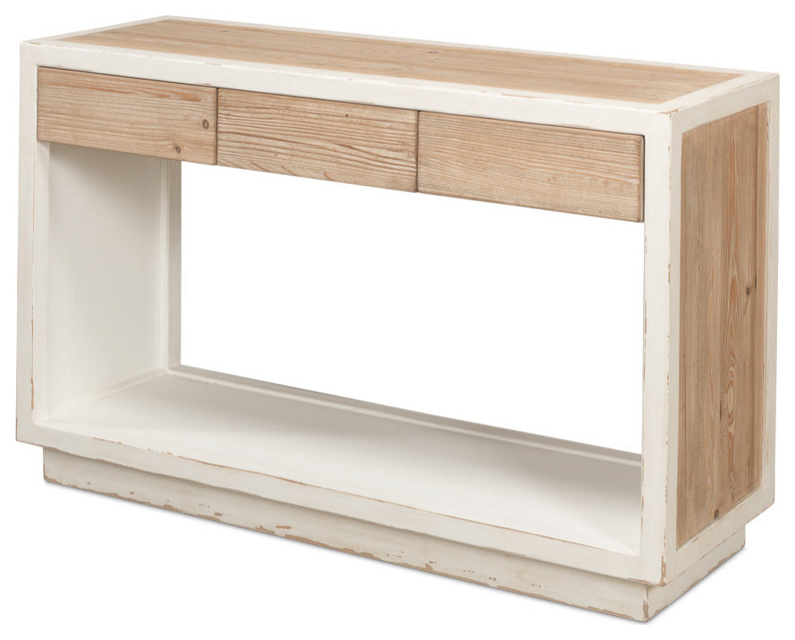 Connor Center Drawer Console Table With Storage 2 Tone Wood   Transitional   Console Tables   by Sideboards and Things  Houzz