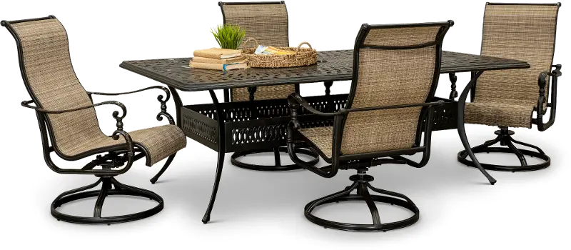 Montreal 5 Piece Swivel Chair Patio Dining Set