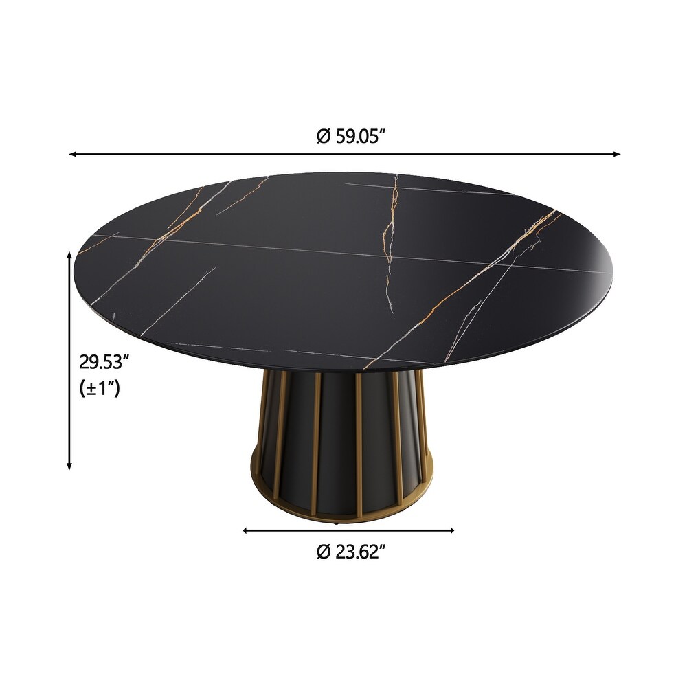 Round Metal Pedestal Dining Table Round Sintered Stone Table.