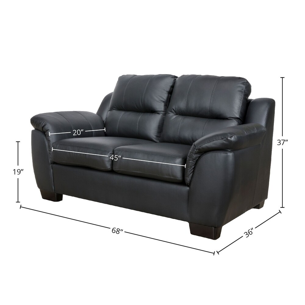 Bastrop Genuine Leather Sofa  Loveseat and Chair Set   Black