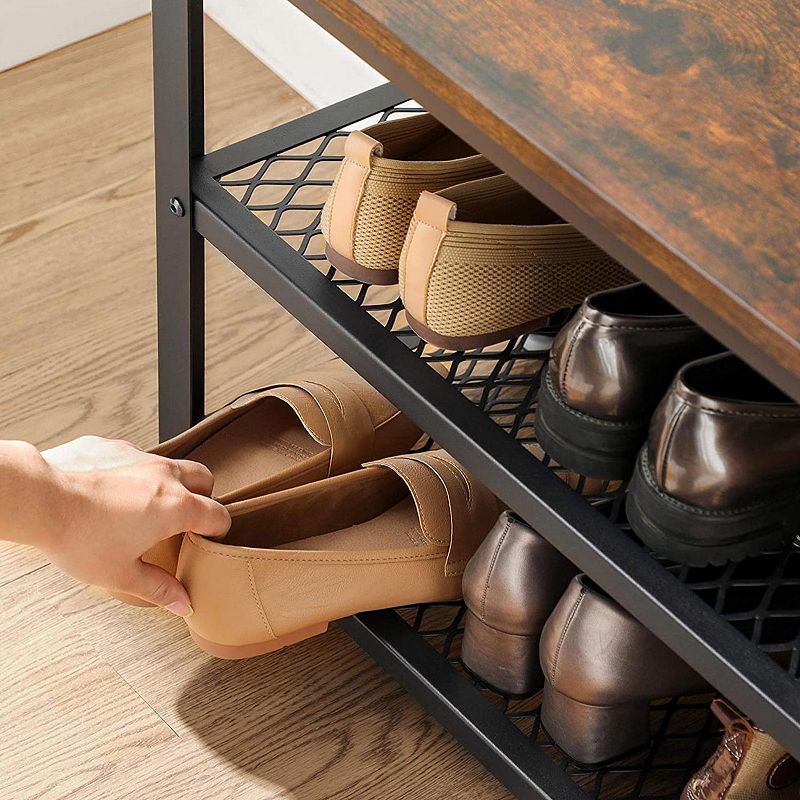 Rustic Brown 3-tier Shoe Storage Bench