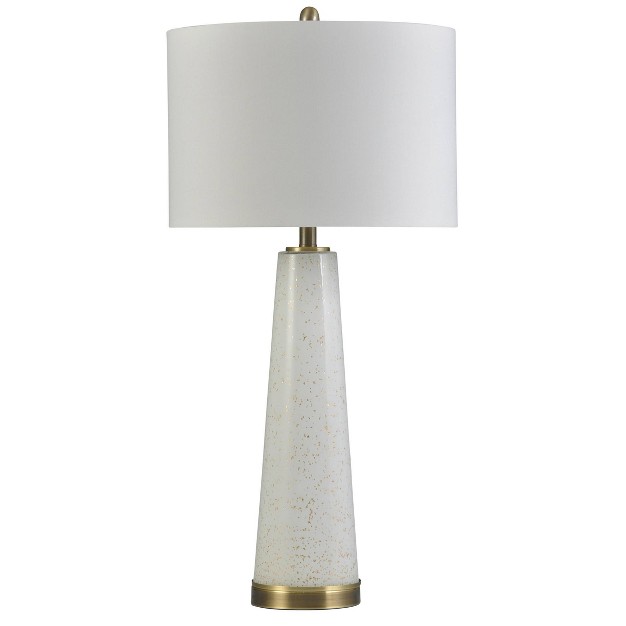 Glass And Metal Pillar Table Lamp With Drum Shade White gold Stylecraft