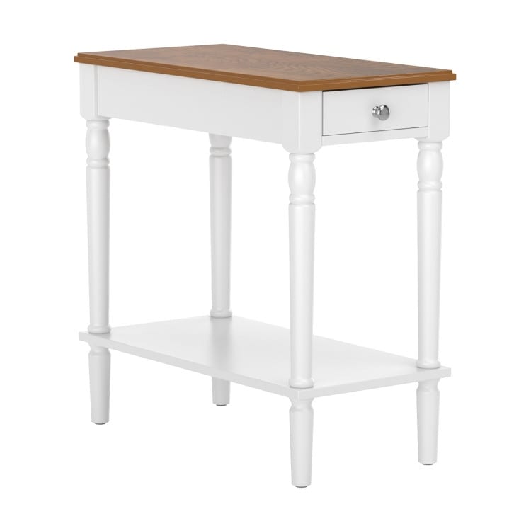 Narrow Side Table with Drawer and Open Storage Shelf - 24