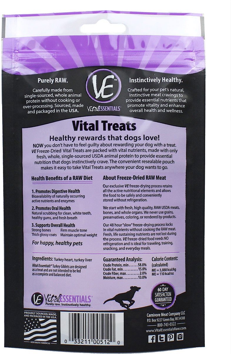 Vital Essentials Turkey Giblets Freeze-Dried Raw Dog Treats