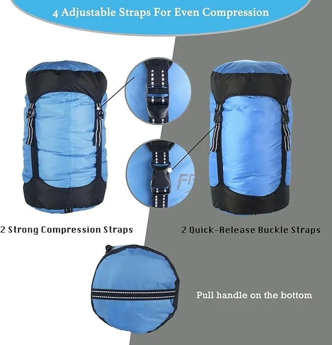 Compression Stuff Sack  Water Resistant   Ultralight Sleeping Bag Stuff Sack   Space Saving Gear for Camping  Hiking