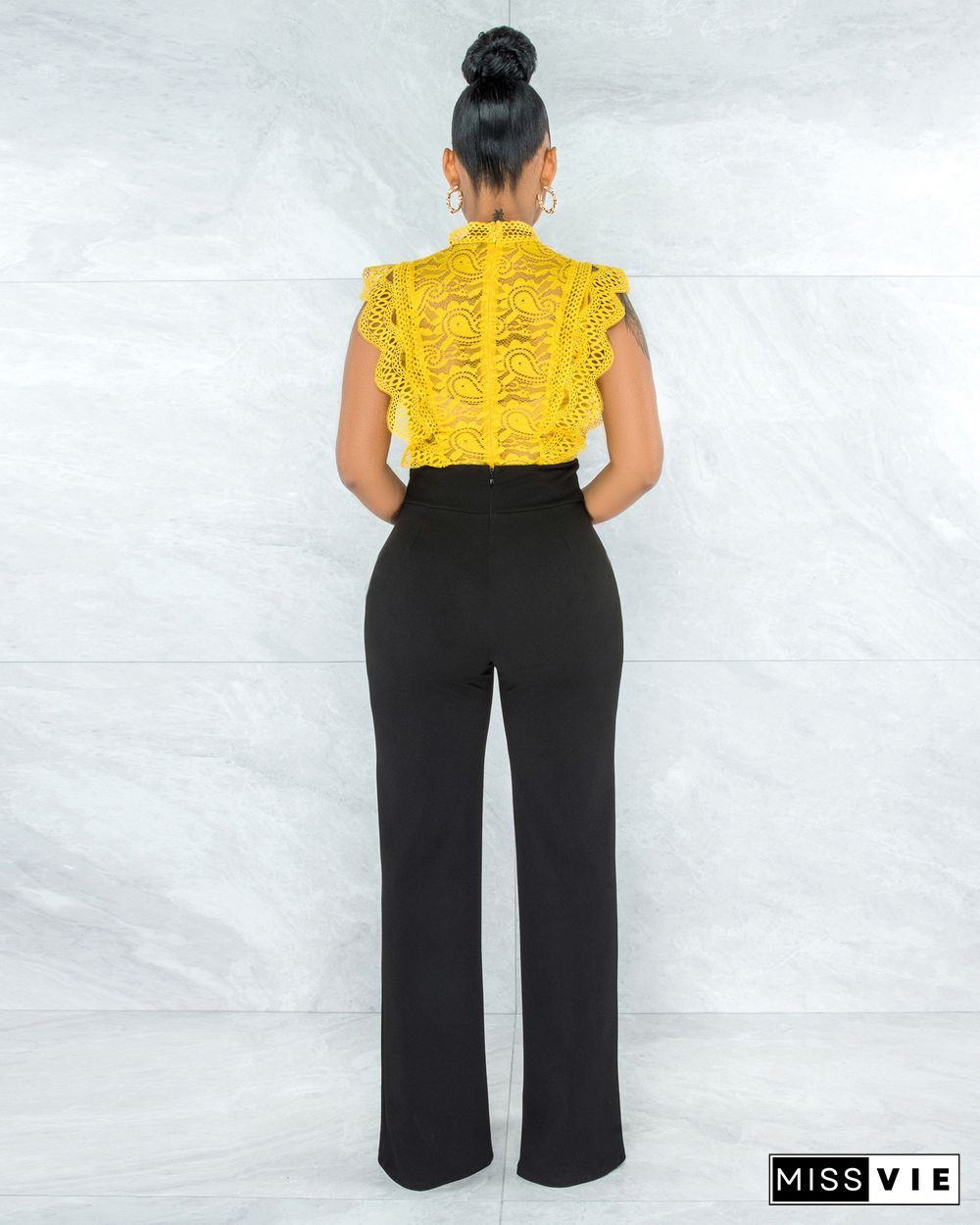 Slim Back Zipper High Waist Straight Leg Pants