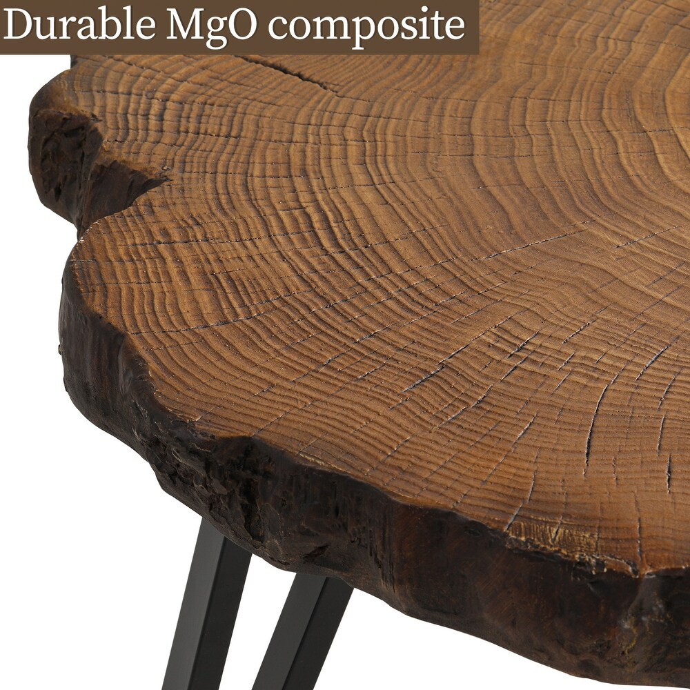 COSIEST Faux Wood Tree Slice Outdoor Coffee Table