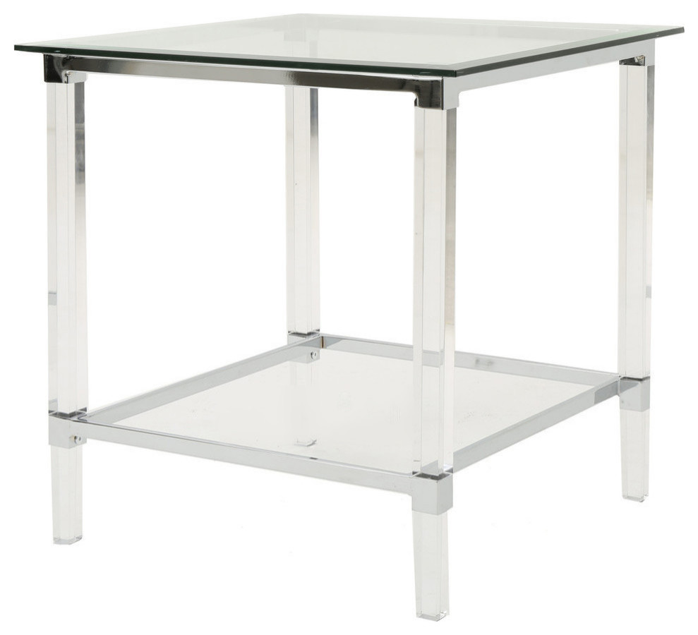 GDF Studio Orson Acrylic and Tempered Glass Square Side Table   Contemporary   Side Tables And End Tables   by GDFStudio  Houzz