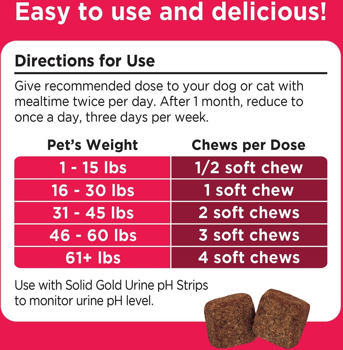 Solid Gold Berry Balance Urinary Tract Health Soft Chews Grain-Free Supplement for Dogs and Cats