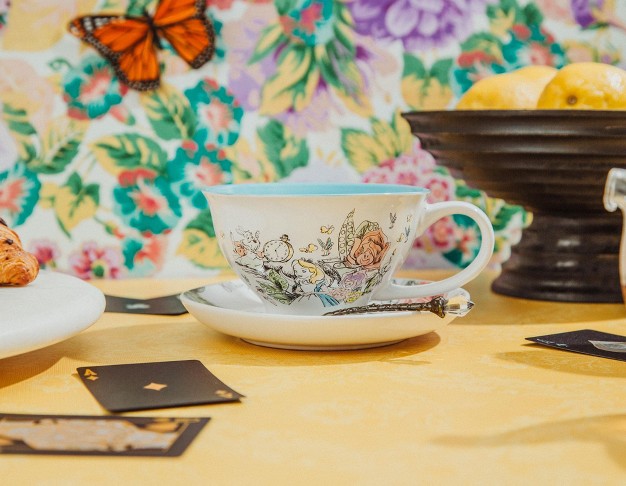 Silver Buffalo Disney Alice In Wonderland Ceramic Teacup And Saucer Set